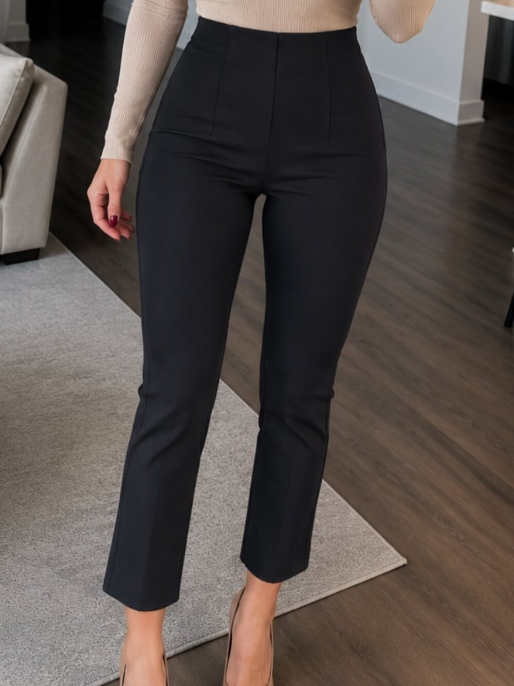 Banana Republic Black High-Waisted Bootcut Cropped Pants